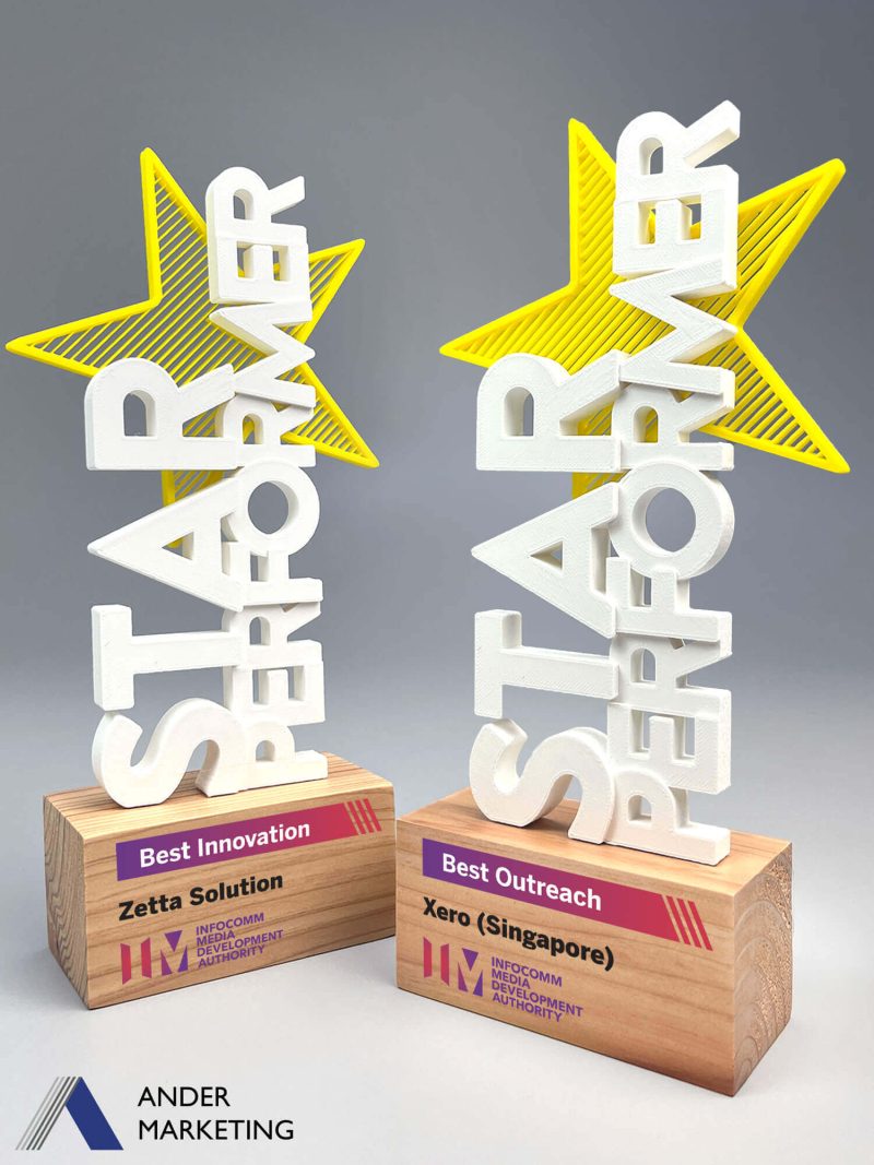 3D printed trophy award MW-15 | Ander Marketing Singapore