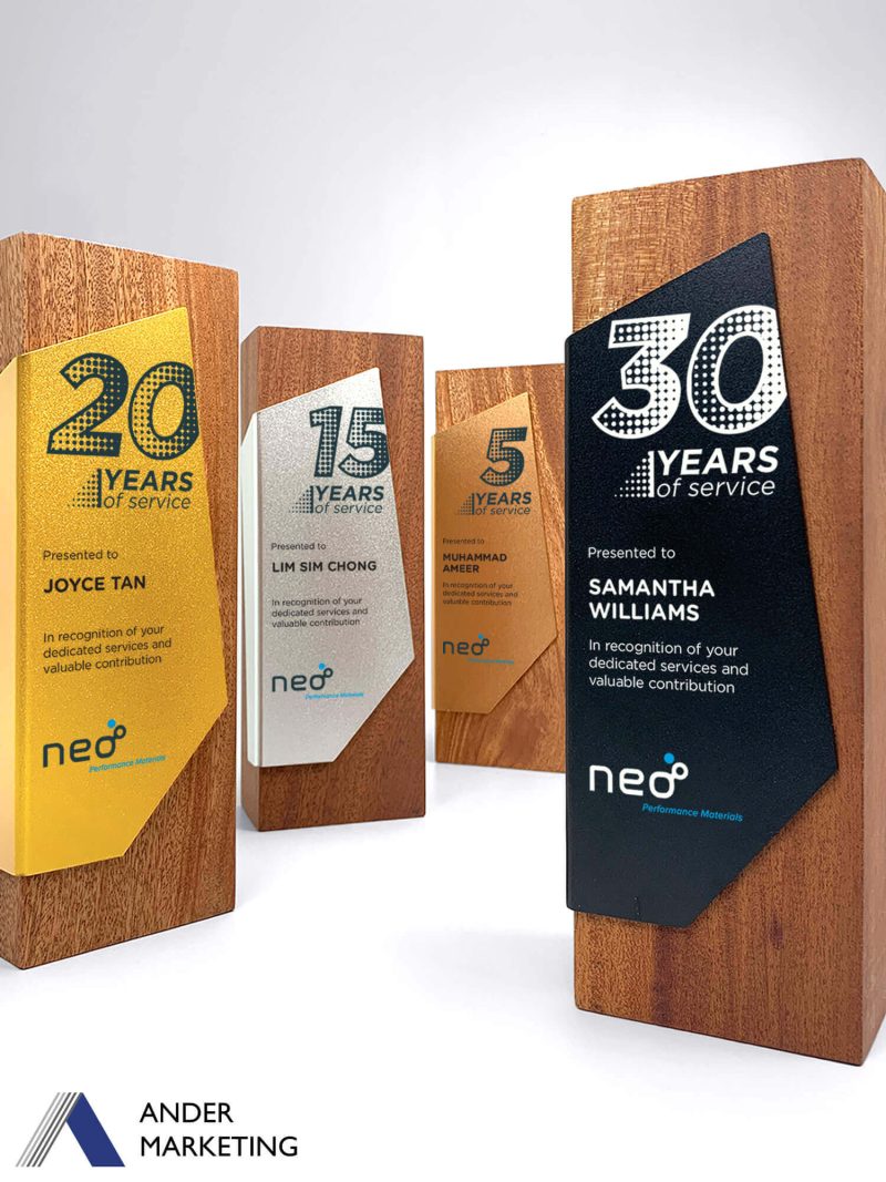 Recycled SG local wood trophy award MW-33 | Ander Marketing Singapore