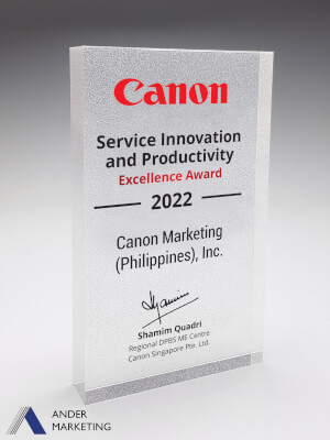 Acrylic Trophy Award - A-69_FROSTED Ander Marketing Singapore