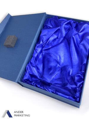 Blue box with satin - Ander Marketing Singapore