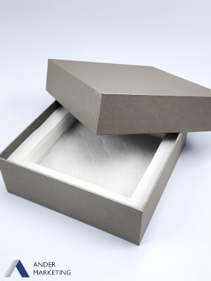Grey box with satin - Ander Marketing Singapore