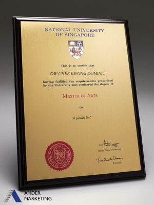 Wooden Certificate Plaques - PW-CERT Ander Marketing Singapore