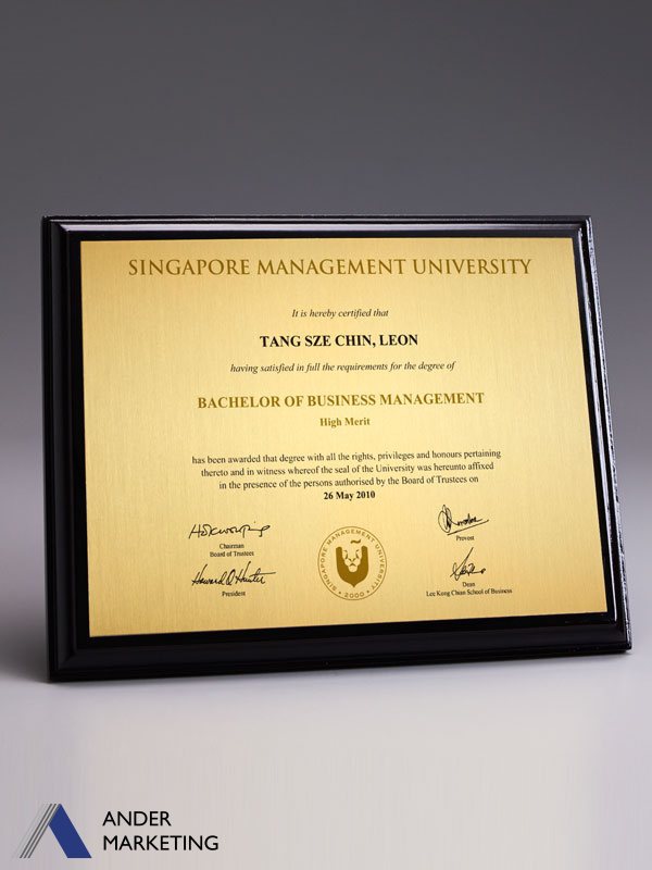 PW-CERT Wooden Certificate Plaques | Ander Marketing Singapore